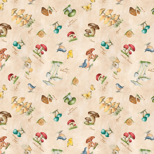 Savor the Gnoment by Sysan Winget Forest Toss Cream 39721-153 Cotton Woven Fabric