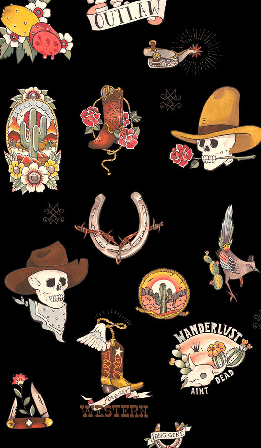 Nicole's Prints Forever Western Black 9059b Cotton Woven Fabric