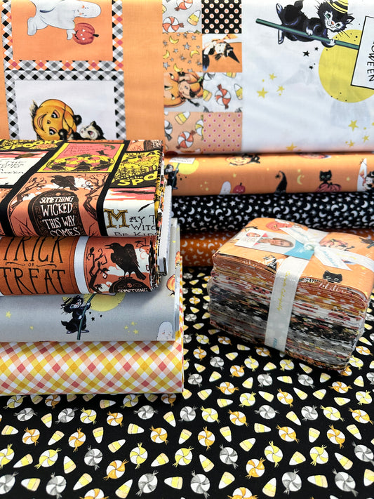 Fright Delight by LIndsay Wilkes of the Cottage Mama Moons and Stars Black    C13233-BLACK Cotton Woven Fabric