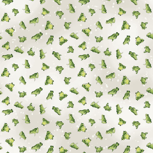 PREORDER ITEM - EXPECTED MAY 2024:  Toil & Trouble by Heatherlee Chan Collection Frogs Lt Khaki    Y4163-11 Cotton Woven Fabric