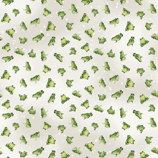 Toil & Trouble by Heatherlee Chan Collection Frogs Lt Khaki Y4163-11 Cotton Woven Fabric