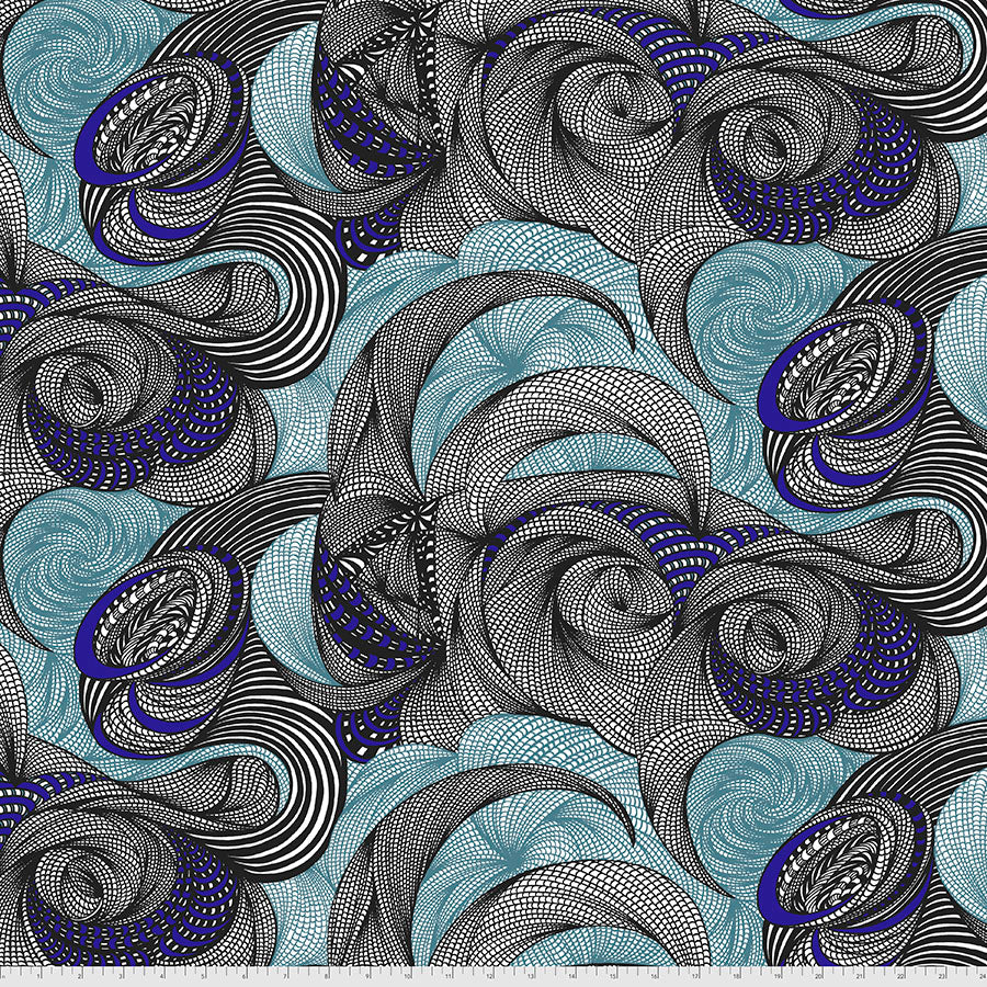 BioGeo2 by Adrienne Leban Frolicking Fronds Blue PWAL016.BLUE Cotton Woven Fabric