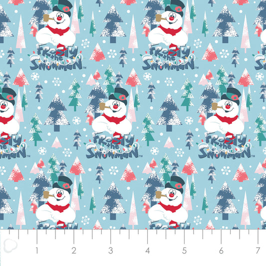 Licensed Character Winter Holiday III Frosty Retro Forest Light Blue 23170216-01 Cotton Woven Fabric