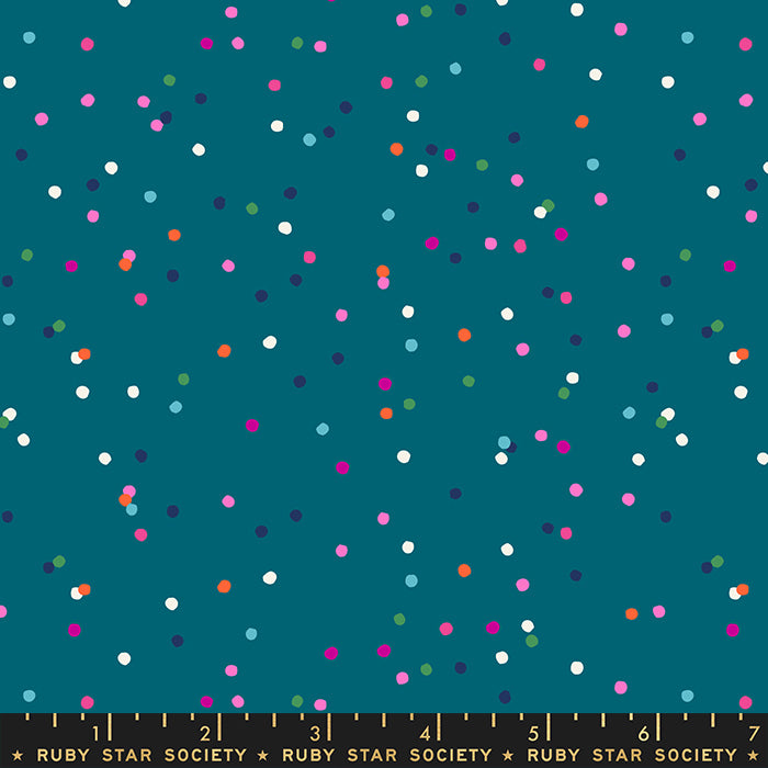 Birthday by Sarah Watts of Ruby Star Society Funfetti Teal    RS2045-14 Cotton Woven Fabric