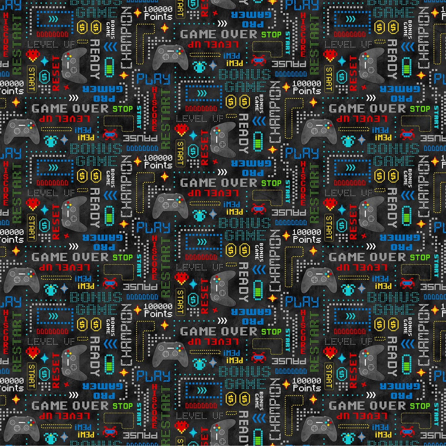 Gaming Zone Words Black    24571-99 Cotton Woven Fabric
