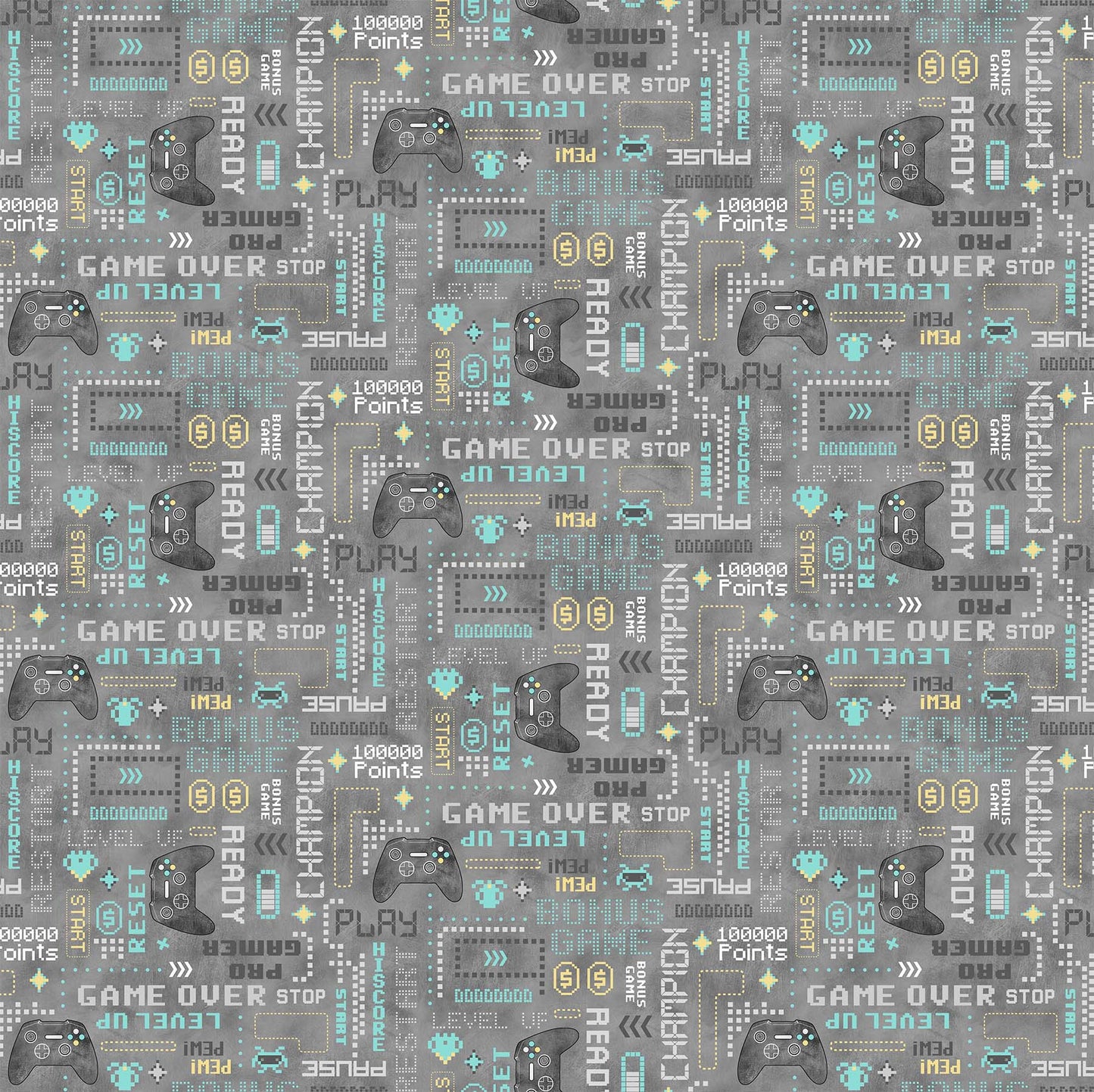 Gaming Zone Words Gray    24571-94 Cotton Woven Fabric