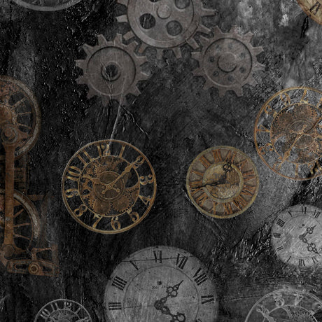Steampunk Express by Desiree's Designs Gear and Clock Toss 29068JK Cotton Woven Fabric