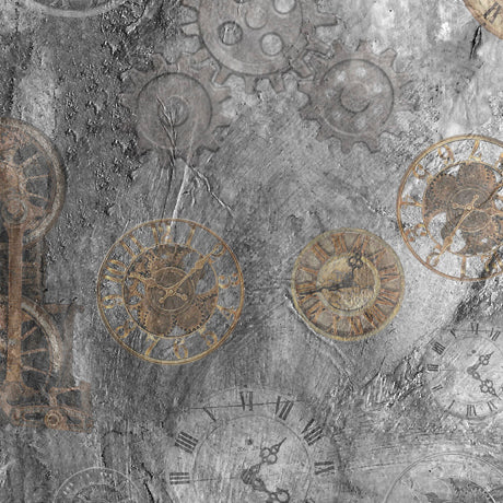 Steampunk Express by Desiree's Designs Gear and Clock Toss    29068K Cotton Woven Fabric