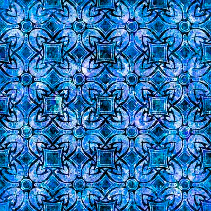 Wizards and Warriors by Morris Creative Group Geo Medallion Blue 30242B Cotton Woven Fabric