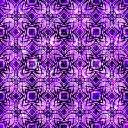 Wizards and Warriors by Morris Creative Group Geo Medallion Purple 30242V Cotton Woven Fabric