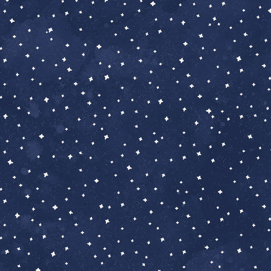 PREORDER ITEM - EXPECTED MAY 2024: Toil & Trouble by Heatherlee Chan Collection Glow in the Dark Stars Light Navy    Y4165-93 Cotton Woven Fabric