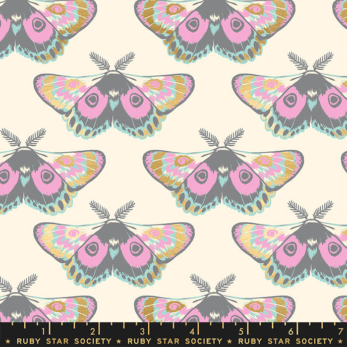 Firefly by Sarah Watts of Ruby Star Society Glow Moth Buttercream Metallic     RS2067-11M Cotton Woven Fabric