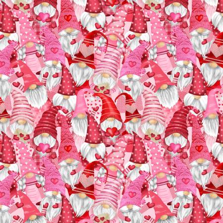 New Arrival: Gnomentine by Gail Cadden Gnomes And Hearts Valentine LOVE-CD1708-MULTI Cotton Woven Fabric