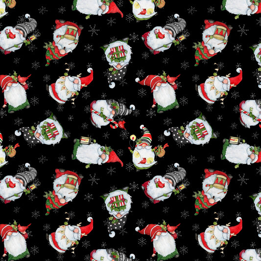 Baby, It's Gnomes Outside by Susan Winget Gnomes Toss Black    39803-971 Cotton Woven Fabric