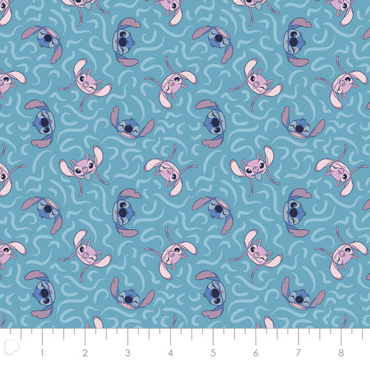 Licensed Disney Stitch Blogger Go with the Flow Blue    85240402-02 Cotton Woven Fabric
