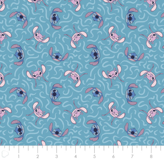 Licensed Disney Stitch Blogger Go with the Flow Blue 85240402-02 Cotton Woven Fabric