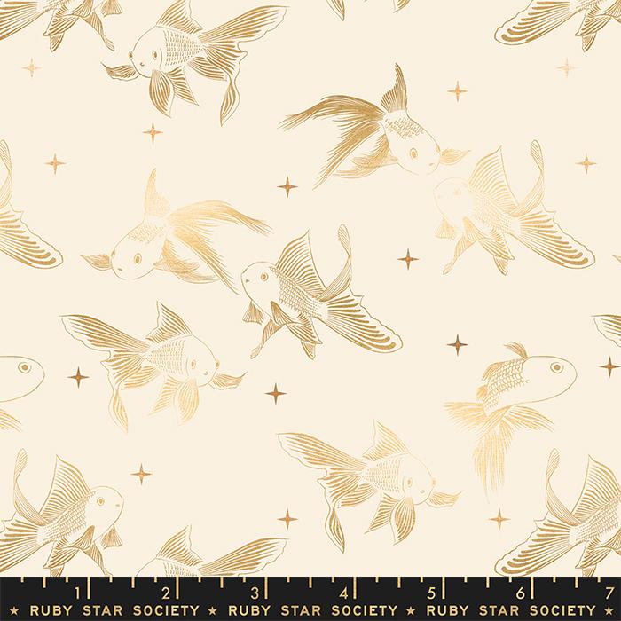 Curio by Melody Miller of Ruby Star Sociey Goldfish Natural Metallic    RS0061-11M Cotton Woven Fabric