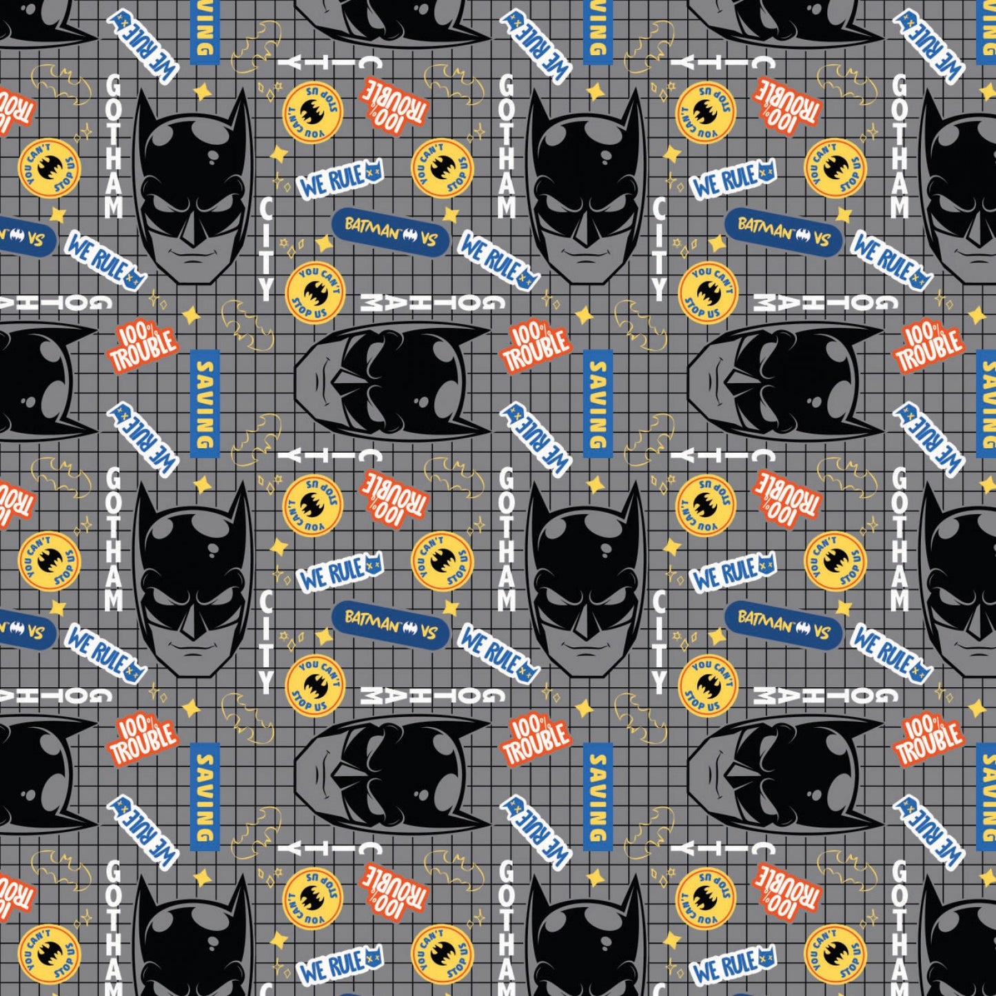 Licensed Batman 2 Gotham City Gridlock Gray    23200370-3 Cotton Woven Fabric