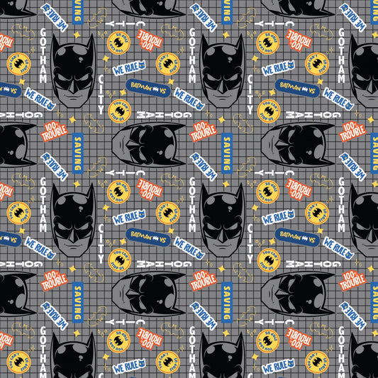 Licensed Batman 2 Gotham City Gridlock Gray 23200370-3 Cotton Woven Fabric