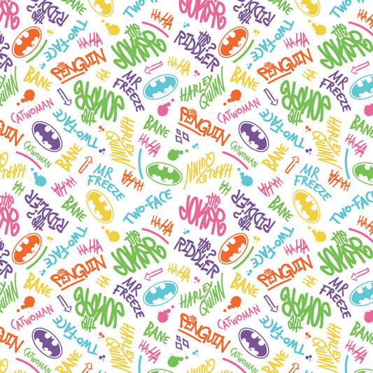 Licensed Batman 2 Gotham Grafitti White 23200379-1 Cotton Woven Fabric