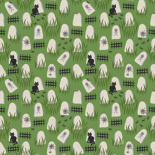 Tricks & Treats Graveyard Green 120-24267 Cotton Woven Fabric