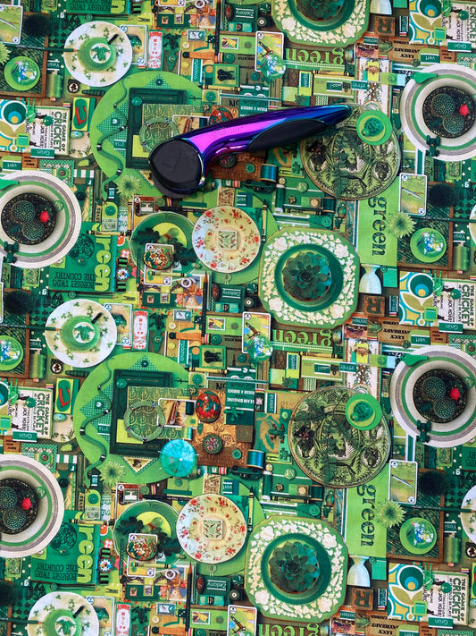 Color Collage Digitally Printed By Shelley Davies Green Collage DP22412-74 Cotton Woven Fabric