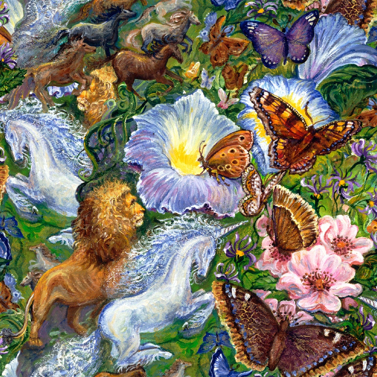 World of Wonder by Josephine Wall Green Floral    18685-GRN Cotton Woven Fabric