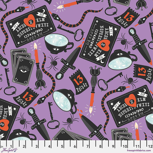Spellbound by Maude Asbury Gruesome Games Purple (Glow) PWMA034.XPURPLE Cotton Woven Fabric