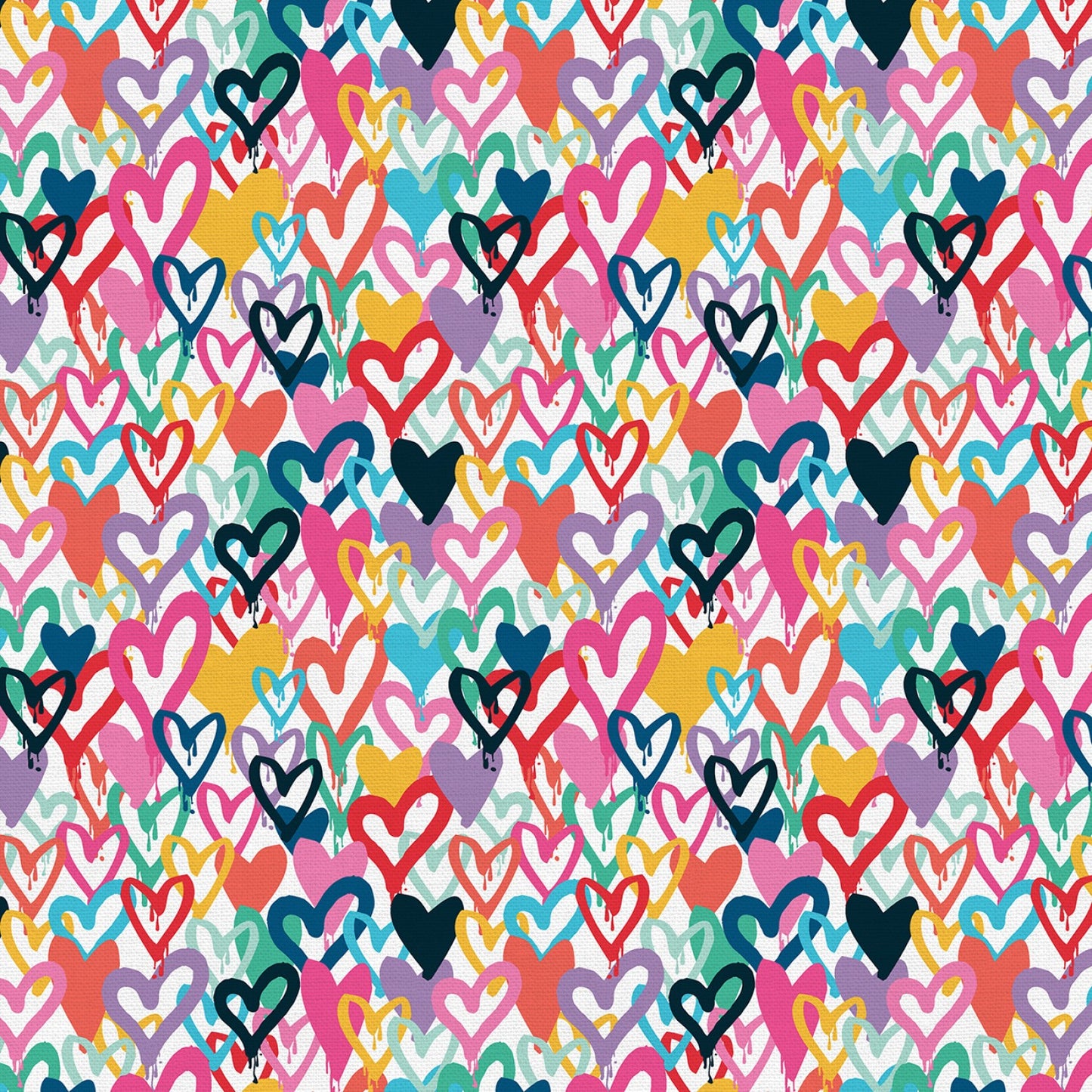 Bright Love by Lisa Whitebutton Grunge Hearts Multi 120-22650 Cotton Woven Fabric