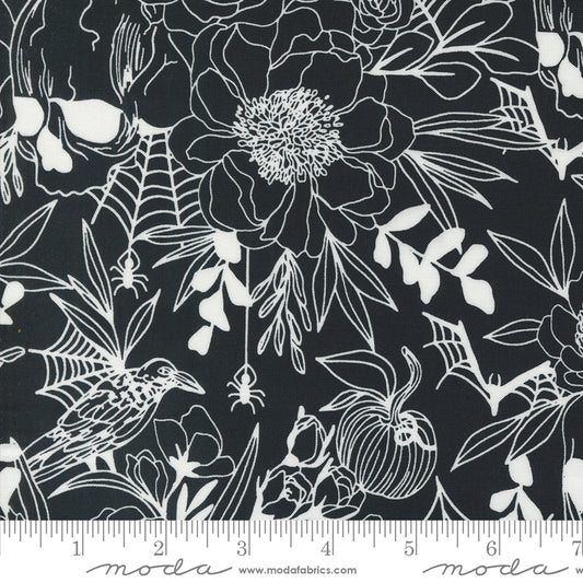 PREORDER ITEM - EXPECTED APRIL 2024: Noir by Alli K Design Haunted Garden Ghost Midnight    11540-23 Cotton Woven Fabric