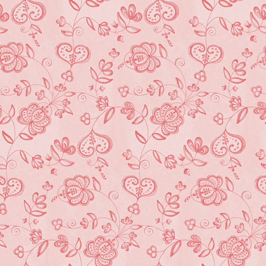 Be Mine Valentine by J. Wecker Frisch Hearts And Flowers Blush    C12791R-BLUSH Cotton Woven Fabric
