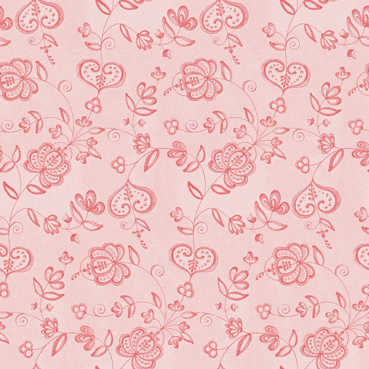 Be Mine Valentine by J. Wecker Frisch Hearts And Flowers Blush    C12791R-BLUSH Cotton Woven Fabric