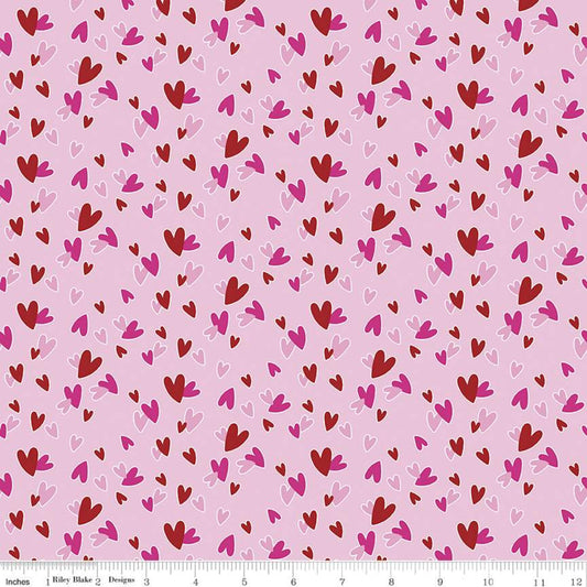 Gnomes In Love by Tara Reed Hearts Pink     C11312-PINK Cotton Woven Fabric