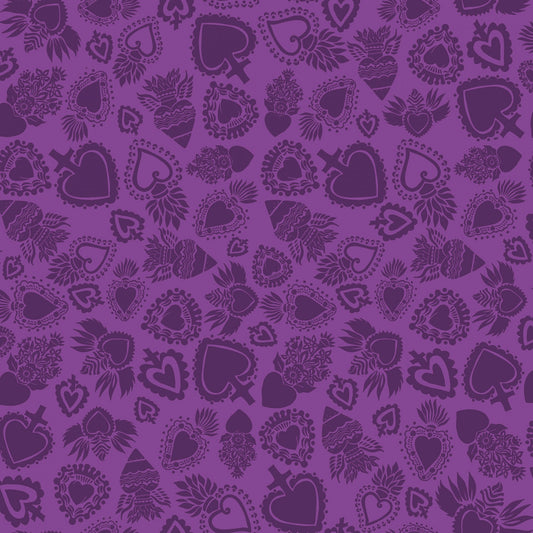 Amor Eterno by Crafty Chica Hearts Purple    C11813R-PURPLE Cotton Woven Fabric