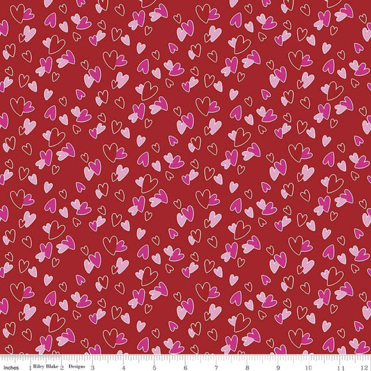 Gnomes In Love by Tara Reed Hearts Red     C11312-RED Cotton Woven Fabric