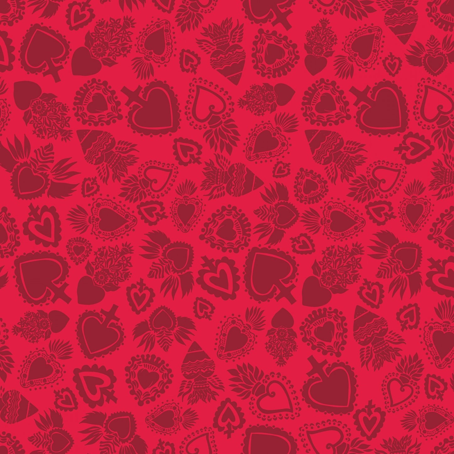 Amor Eterno by Crafty Chica Hearts Red    C11813R-RED Cotton Woven Fabric