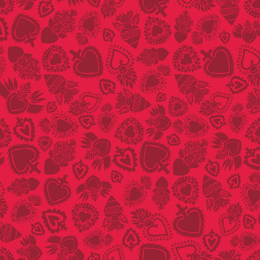 Amor Eterno by Crafty Chica Hearts Red    C11813R-RED Cotton Woven Fabric