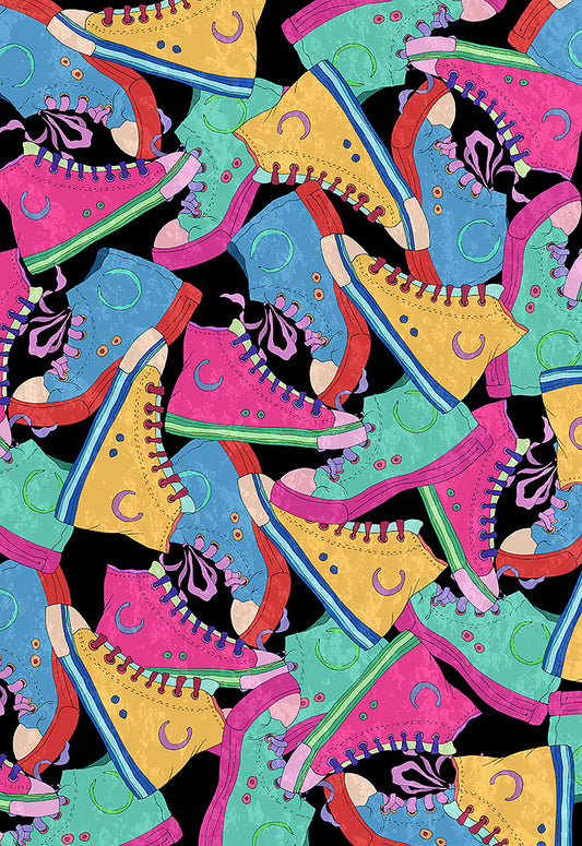 Nicole's Prints High Tops Black 8937A Cotton Woven Fabric