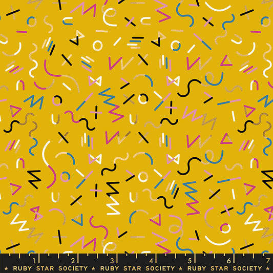 Reign by Rashida Coleman Hale of Ruby Star Society Highness Goldenrod Metallic    RS1029-13M Cotton Woven Fabric