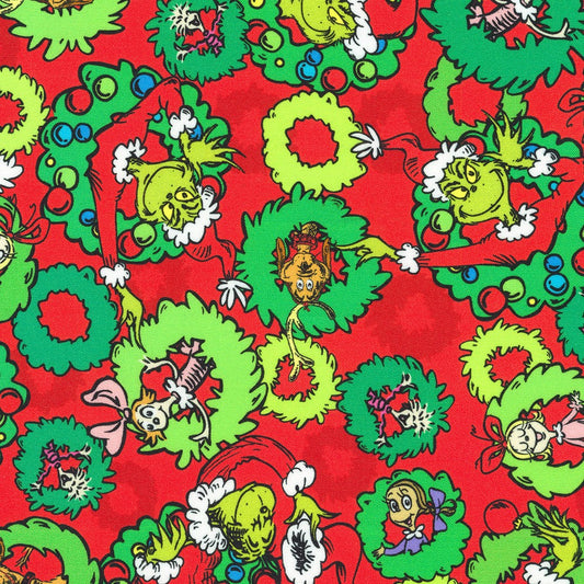 PREORDER ITEM - EXPECTED MAY 2024: Licensed How the Grinch Stole Christmas by Dr. Seuss Enterprises Holiday    ADED-22566-223 Cotton Woven Fabric