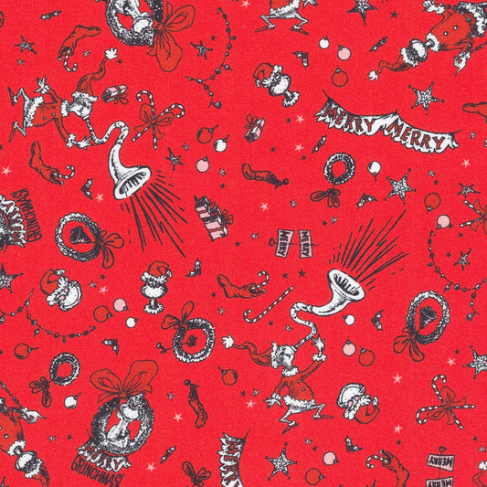 Licensed How the Grinch Stole Christmas by Dr. Seuss Enterprises Holiday ADED-22568-223 Cotton Woven Fabric