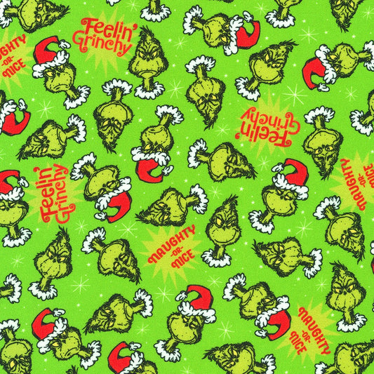 PREORDER ITEM - EXPECTED MAY 2024: Licensed How the Grinch Stole Christmas by Dr. Seuss Enterprises Holly    ADED-22567-240 Cotton Woven Fabric