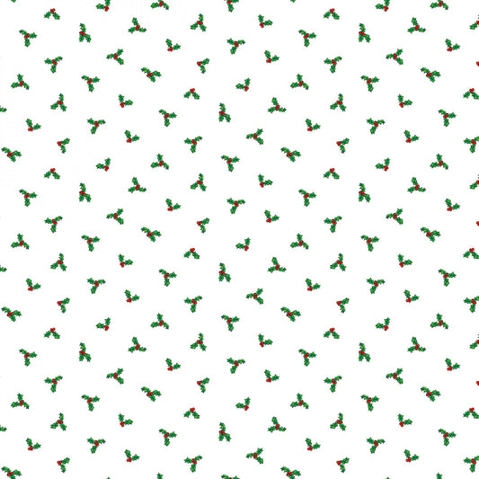 Christmas Joy by Cottage Mama Holly White    C12254R-WHITE Cotton Woven Fabric