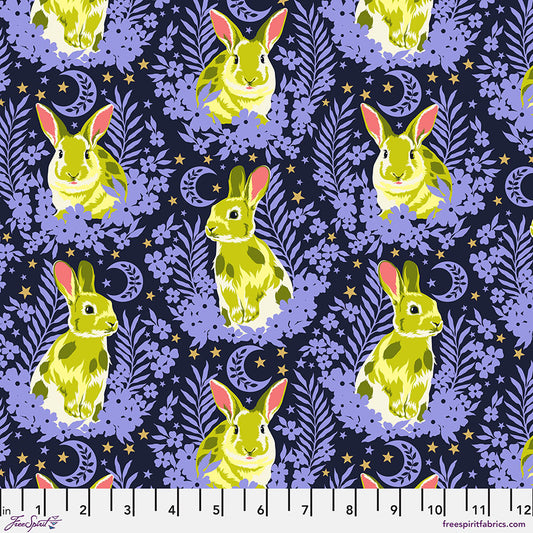 Besties by Tula Pink Hop To It Bluebell Metallic    PWTP215.BLUEBELL Cotton Woven Fabric
