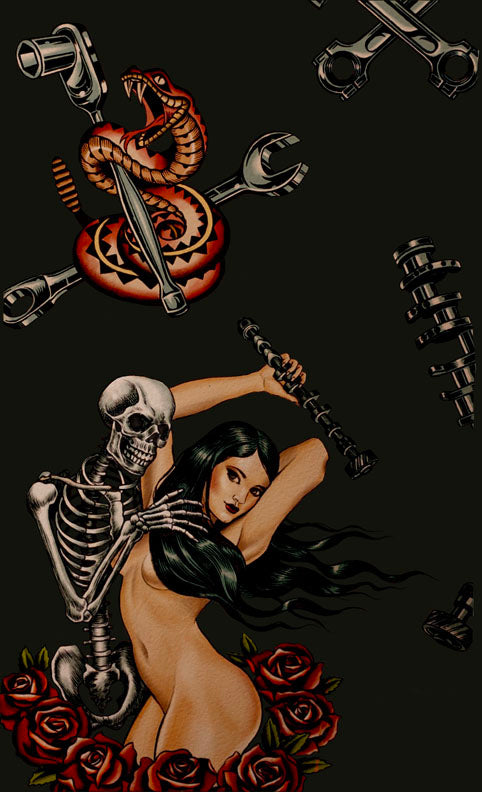 Nicole's Prints Hot Rod Nightmare Black    8948B Cotton Woven Fabric