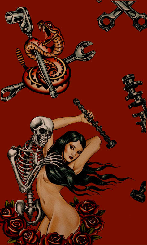 Nicole's Prints Hot Rod Nightmare Red    8948D Cotton Woven Fabric