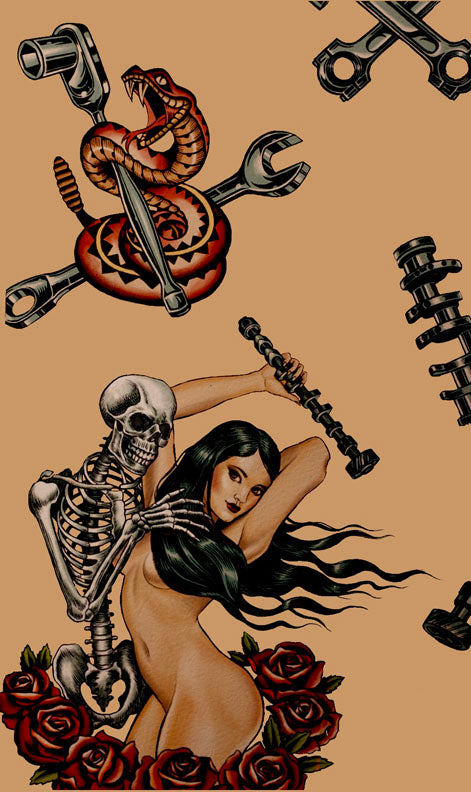 Nicole's Prints Hot Rod Nightmare Tea Dye 8948C Cotton Woven Fabric