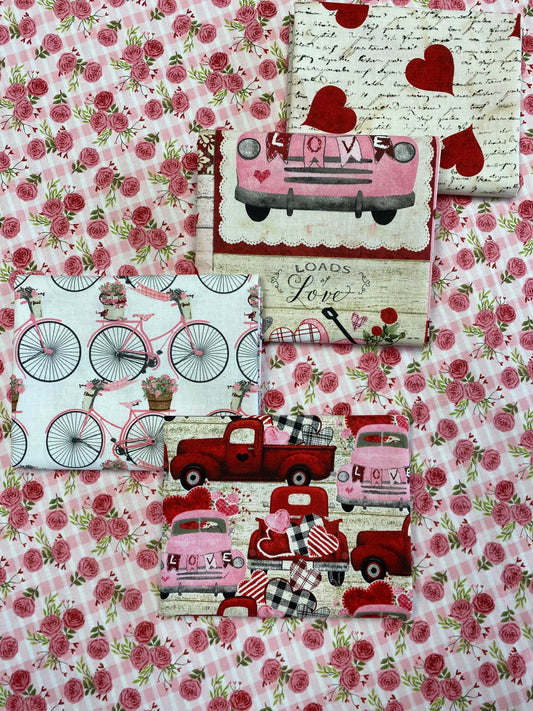 Hugs, Kisses & Special Wishes by Beth Albert Heart Bouquet Pink    19558-PNK-CTN-D Cotton Woven Fabric