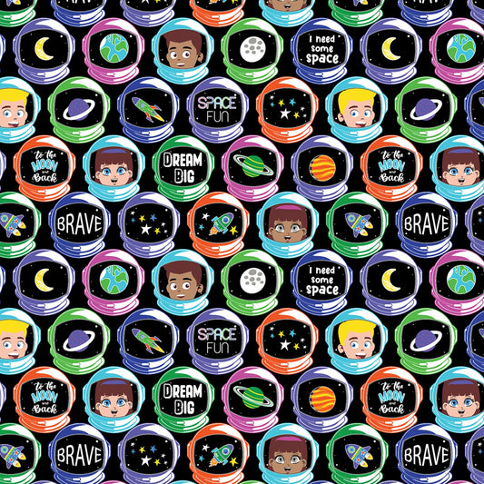 Lift Off Glow in the Dark I'm An Astronaut Black Glows in the Dark 12602GB-12 Cotton Woven Fabric