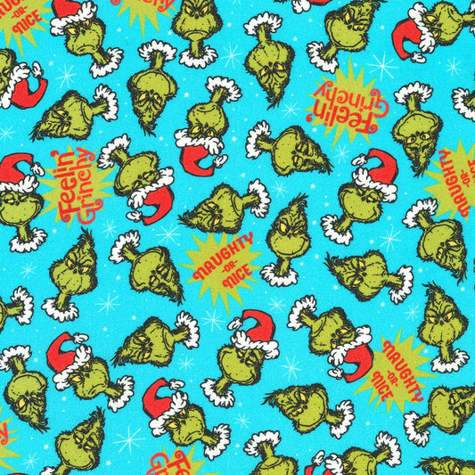PREORDER ITEM - EXPECTED MAY 2024: Licensed How the Grinch Stole Christmas by Dr. Seuss Enterprises Ice    ADED-22567-88 Cotton Woven Fabric